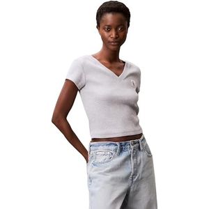 Calvin Klein Jeans T-shirts voor dames, Grijs (Bc06 Grey Heather), XXL