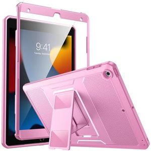 MoKo for iPad 10.2 Inch Case for iPad 9th Generation 2021/ iPad 8th Generation 2020/ iPad 7th Gen 2019, [Heavy Duty] Shockproof Full Protective Cover with Built-in Screen Protector, Nosegay Pink