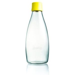 Herbruikbare waterfles met sluiting - 0,8 liter, dekselkleur: geel