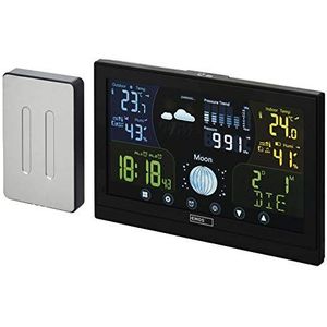 EMOS Draadloos weerstation met buitensensor en touchscreen-kleurendisplay + voeding, 13 functies: thermometer, hygrometer, barometer, weersvoorspelling, radioklok