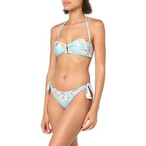 Emporio Armani Band & Bow Korte Bikini Set met Bloemenprint, Hibiscus Print/Mint, L