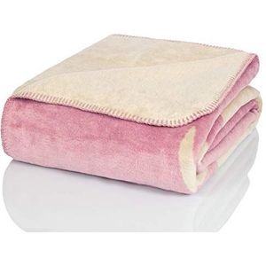 Glart heerlijk zachte deken, oudroze, rendieren, XL, 150 x 200 cm, bank, zachte, warme wollen deken, extra zacht, ideaal als deken voor op de bank, woondeken, heerlijk zachte deken
