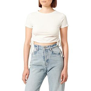 Koton Dames T-shirt met korte mouwen en ronde hals, ecru (010), XL