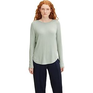 TOM TAILOR Denim Dames Basic shirt met lange 1034331, 12792 - Soft Greyish Green, L