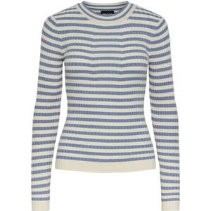 PIECES Dames Pccrista Ls O-Neck Knit Noos Bc Pullover, Vervagen denim/strepen: berk, M
