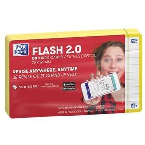 Oxford Flash 2.0 Flashcards A7 gelijnd geel pak 80 kaartjes