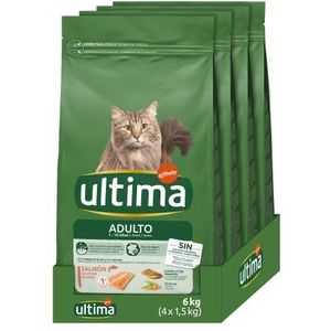 Ultima Kattenvoer voor volwassenen met zalm, verpakking van 4 x 1,5 kg, totaal 6 kg