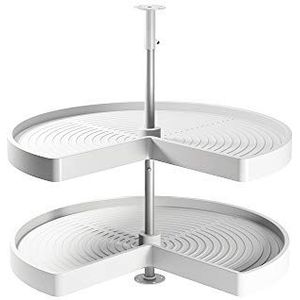 Emuca - Set draaiende schalen voor keukenmeubels, 270º, unit 800 mm, Kunststof en aluminium, Wit