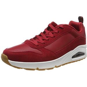 Skechers UNO Stacre Sneakers voor heren, Red Leather Pu Mesh Trim Red, 43 EU