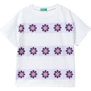 United Colors of Benetton T-shirt voor meisjes en meisjes, optisch wit 101, 140