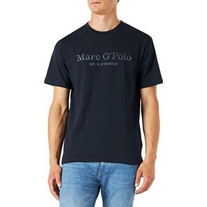 Marc O'Polo Heren 51230 T-shirt met inside-print, comfortabel bovendeel van biologisch katoen, casual shirt met korte mouwen voor heren, Blauw, XXL