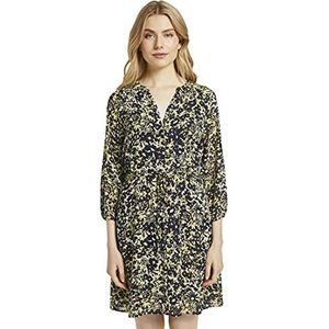 TOM TAILOR Dames Chiffon jurk met bloemenprint 1021386, 24591 - Yellow Flower Design, 38
