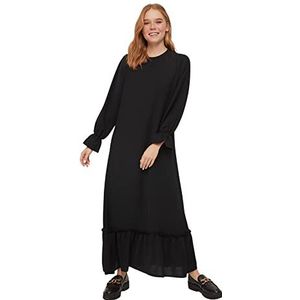 TRENDYOL Frau Modest Maxi Skater Regular Fit geweven stof bescheiden jurk, zwart, 42