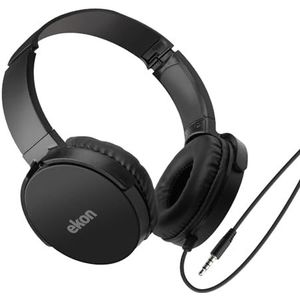 Ekon Bedrade on-ear hoofdtelefoon voor tv, AUX 3,5 mm jack, 5 m kabel, verstelbare oorkussens, zwart