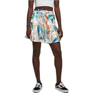 Urban Classics Damesrok met geïntegreerde shorts en ceintuur voor vrouwen, AOP satijnen mini-rok in zomerse look, maten XS - 5XL, veelkleurig, S