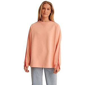 NA-KD Piping sweatshirt voor dames, Coral Roze/Spicy Rood, XXS