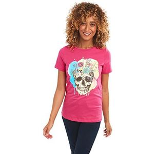 Joe Browns Dames Bloemen Skull T-shirt, Rood, 16