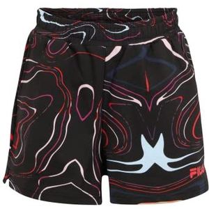 FILA Spirano AOP Shorts voor meisjes, Black Colour Waves Aop, 134/140 cm