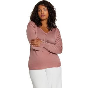 Trendyol Dames rechte lange mouwen regular sweater in plussize, Rosé, 4XL/Grote maten