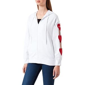 Love Moschino Sweatshirt met rits en regular fit voor dames, Optisch wit., 36