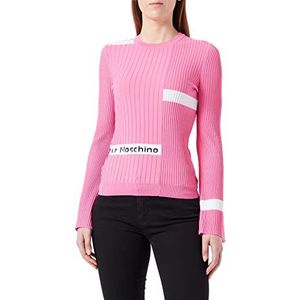 Love Moschino Dames Slim fit Ribbed Viscose Blend Top, Fuchsia, 46, fuchsia, 46