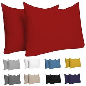 Dreamzie Kussensloop (Set van 2) – Rood Katoen - Voor Kussens 50 x 70 cm - 100% Jersey Katoen - Beddengoed Dubbel Bed Kussensloop - Kussenbeschermer - Bestendig en Hypoallergeen