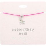 Depesche 11837-005 - Armband in roze ""You shine everyday. Je bent magisch. met zilveren bedel en decoratieve parel, variabele lengte, ideaal als cadeau-idee