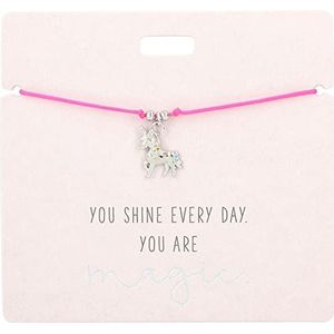 Depesche 11837-005 - Armband in roze ""You shine everyday. Je bent magisch. met zilveren bedel en decoratieve parel, variabele lengte, ideaal als cadeau-idee