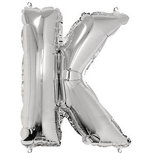 Rayher 87052606 letter K Party/letter-/folieballon, zilver, 40 cm hoog, XXL, om te vullen met lucht, voor verjaardag, bruiloft en co