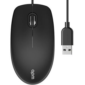 apm Optische muis, bekabeld, USB, ergonomisch design, 3 toetsen, sensor 1000 dpi, met beide handen, standaard, ergonomisch, plat, kleur: zwart, compatibel met PC Windows Mac OS Laptop Chromebook,