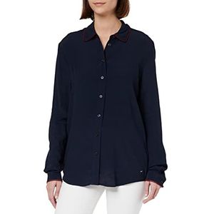 Tommy Hilfiger Vrouwen VIS Crêpe Solid Fleur Shirt LS Casual, Desert Sky, 38