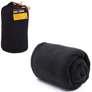 Milestone Camping 26020 fleece slaapzak-binnenvoering, comfort en warmte, compact en draagbaar, onderhoudsvriendelijk, zwart, 220 x 85 cm (l x b), 220 x 85 cm (l x b), L 220 x B 85 cm