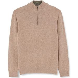 Hackett London Heren Lambswool Hzip Cardigan Sweater, Desert Taupe, XS