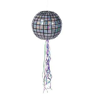 Boland 30948 Pull Pinata discobal, diameter 30 cm, 20 trekbanden, om te vullen, partyspel, kinderverjaardag, verjaardagsspel, cadeau, cadeau-idee, verrassing