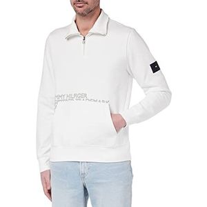 Tommy Hilfiger Heren Badged Graphic Zip Mock 1/2, Wit, L