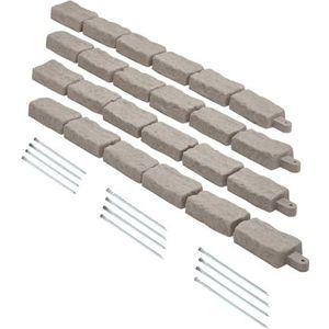 VEVOR Kunststeen landschapsrand, 117,9 x 5,6 cm realistische gazonrand, flexibele bakstenen tuinrand met verankeringspikes, vervagingsbestendige tuinrand voor opritten, loopbrug, beige