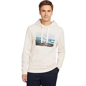 TOM TAILOR Uomini Hoodie met fotoprint 1029075, 28130 - Soft Buttercream, S