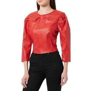 Sookie Dames kunstleer blouse 19525718-SO01, rood, S, rood, S