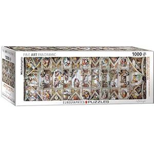 De Sixtijnse Kapel Plafond Panoramisch door Michelangelo 1000-delige puzzel