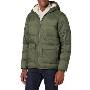 Amazon Essentials Waterafstotende jas voor heren, met sherpa-voering, lange mouwen, donkerolijf, L