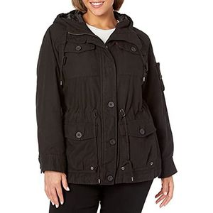 Levi's Women's Cotton Four Pocket Hooded Field Jacket, black, XS