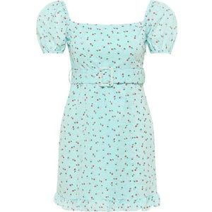 myMo Dames mini-jurk met korte mouwen Esha, turquoise, XS