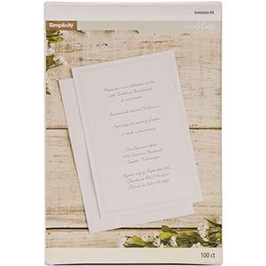 Simplicity Witte bruiloft uitnodiging set met enveloppen - bevat 100 uitnodigingen 5.5"" x 8.5