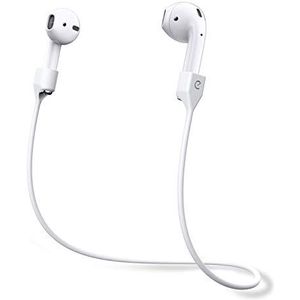 Keybudz AirStrapz houder houderband, opslag voor Apple AirPods Pro & AirPods, hoofdtelefoon oortelefoon accessoires, wit