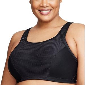 Glamorise Volledige figuur Plus Size Custom Control Sport BH Draadloos #1166 Solid Black, Zwart, 95B