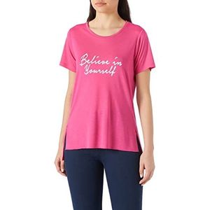 Koton Dames T-Shirt Mit Rundhalsausschnitt Kurzarm, Fuchsia (300), XL