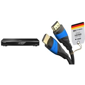 Panasonic DMR-UBC90EGK Ultra HD Blu-ray recorder (2TB HDD, 4K Blu-ray Disc, UHD TV kabelontvangst, 3 x DVB-C/DVB-T2 HD-tuner) & KabelDirekt – HDMI Kabel 8K/4K – 2 m – zwart)
