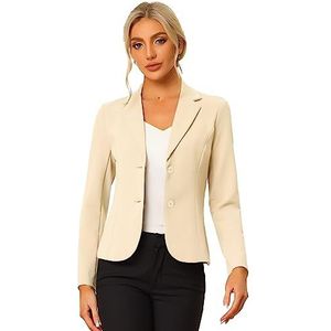 Allegra K Dames werk kantoor reverskraag stretch jas pak blazer, Beige, XL