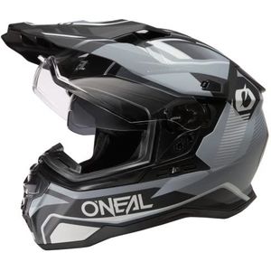 O'NEAL | Enduro Touring Adventure Street Motorfiets Helm | Goede pasvorm, Pinlock en Bluetooth, Geïntegreerd vizier | D-SRS Square V.22 Helm | Volwassen | Zwart Grijs | Maat XS
