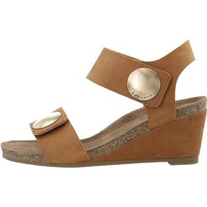 CA'SHOTT A/S Casalberta Damessandaal met Velcro Button Nubuck Heeled, Brandy, 36 EU, brandy, 36 EU